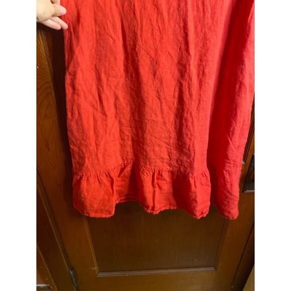 Terri Millennio Flounce Hem Sleeveless Midi Red Linen Dress Small - Picture 5 of 8